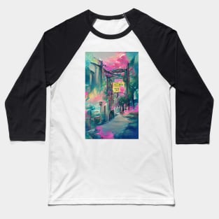 City Street Watercolor Dream Art Baseball T-Shirt